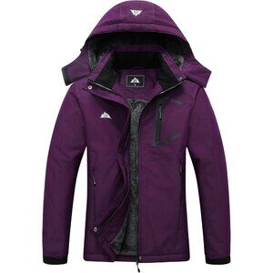 Women's Dark Purple Snowboarding Ski Jacket Coat Waterproof Winter Hooded Warm